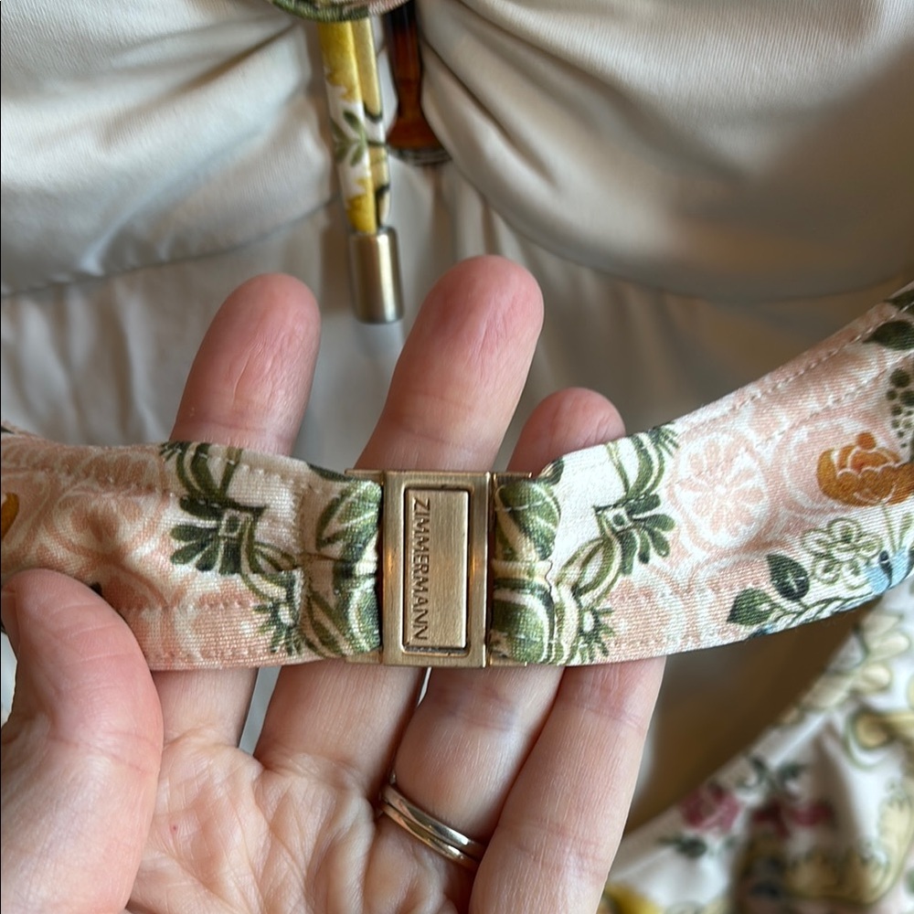 Zimmermann Floral Paisley One-Piece Swimsuit in Cream, Yellow, Pink - Picture 3 of 8